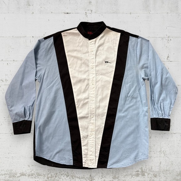 Mo Betta Other - Vintage Mo Betta Western Shirt Blue Black Standing Collar Button Up Garth Brooks